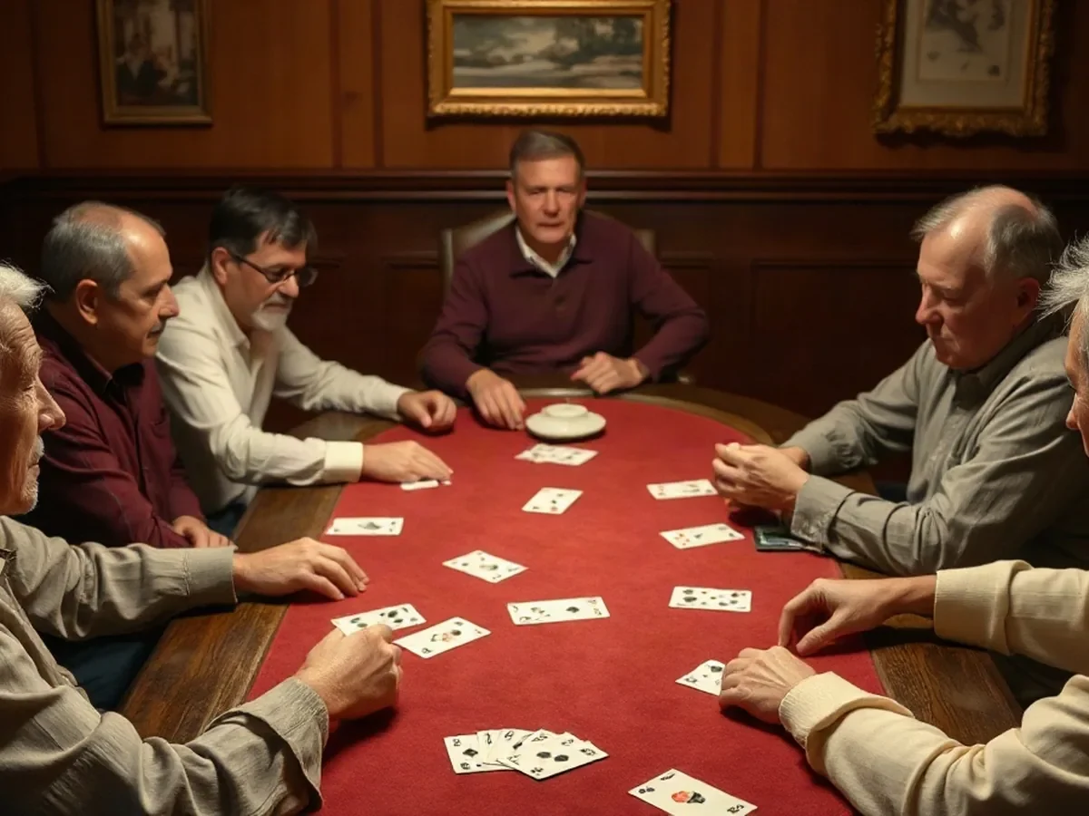 Adultes autour d’une table de poker en salon